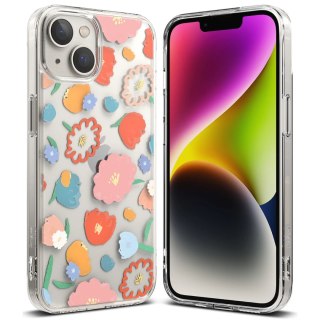 Pancerne etui pokrowiec z żelową ramką iPhone 14 Plus Fusion Design Floral przezroczysty Ringke