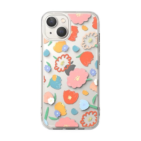 Pancerne etui pokrowiec z żelową ramką iPhone 14 Plus Fusion Design Floral przezroczysty Ringke