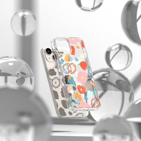 Pancerne etui pokrowiec z żelową ramką iPhone 14 Plus Fusion Design Floral przezroczysty Ringke