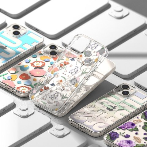 Pancerne etui pokrowiec z żelową ramką iPhone 14 Plus Fusion Design Floral przezroczysty Ringke