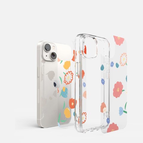 Pancerne etui pokrowiec z żelową ramką iPhone 14 Plus Fusion Design Floral przezroczysty Ringke