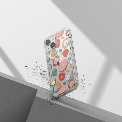 Pancerne etui pokrowiec z żelową ramką iPhone 14 Plus Fusion Design Floral przezroczysty Ringke