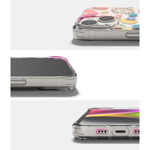 Pancerne etui pokrowiec z żelową ramką iPhone 14 Plus Fusion Design Floral przezroczysty Ringke