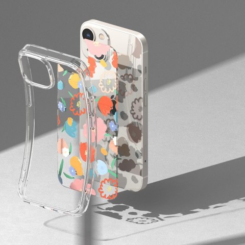 Pancerne etui pokrowiec z żelową ramką iPhone 14 Plus Fusion Design Floral przezroczysty Ringke