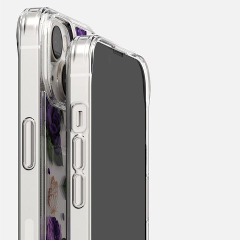 Pancerne etui pokrowiec z żelową ramką iPhone 14 Plus Fusion Design Purple Rose przezroczysty Ringke