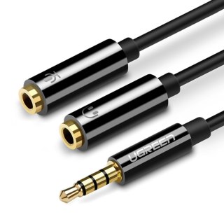 Rozdzielacz przejściówka mini jack 3.5 mm - 2 x mini jack 3.5mm mikrofon i słuchawki czarny UGREEN