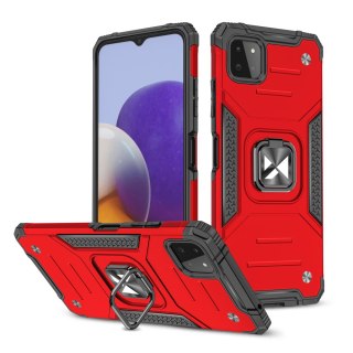 Pancerne etui pokrowiec + magnetyczny uchwyt Samsung Galaxy A22 4G Ring Armor czerwony WOZINSKY