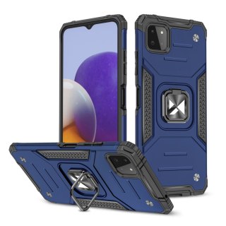 Pancerne etui pokrowiec + magnetyczny uchwyt Samsung Galaxy A22 4G Ring Armor niebieski WOZINSKY