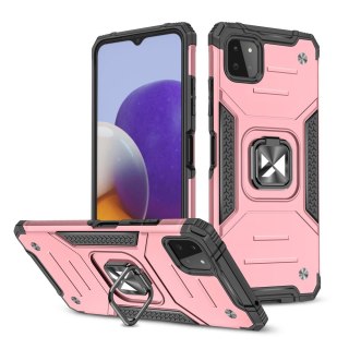 Pancerne etui pokrowiec + magnetyczny uchwyt Samsung Galaxy A22 4G Ring Armor różowy WOZINSKY