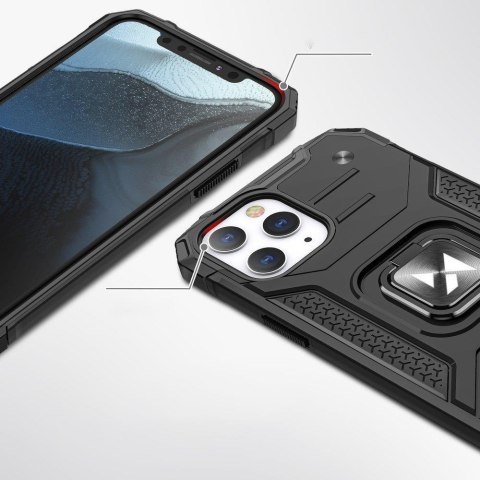 Pancerne etui pokrowiec + magnetyczny uchwyt iPhone 13 Pro Max Ring Armor niebieski WOZINSKY