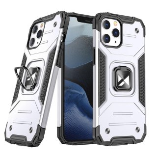 Pancerne etui pokrowiec + magnetyczny uchwyt iPhone 13 Pro Max Ring Armor srebrny WOZINSKY