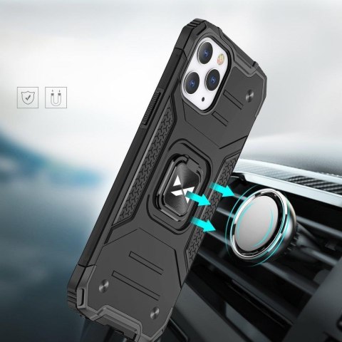 Pancerne etui pokrowiec + magnetyczny uchwyt iPhone 13 Pro Ring Armor niebieski WOZINSKY