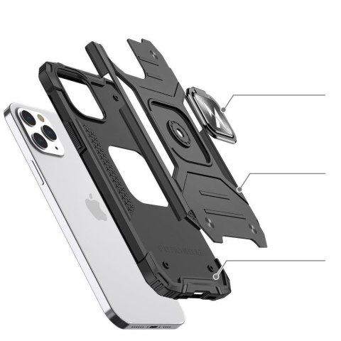 Pancerne etui pokrowiec + magnetyczny uchwyt iPhone 13 mini Ring Armor srebrny WOZINSKY