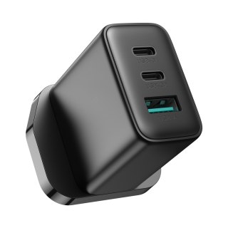 Szybka ładowarka sieciowa 2x USB-C USB-A 32W wtyczka angielska UK 32W czarna JOYROOM