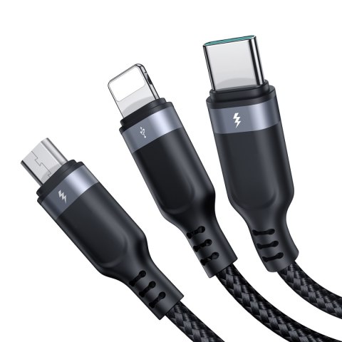 3w1 Kabel przewód USB Multi-Use Series do Lightning USB-C micro USB 30cm czarny JOYROOM