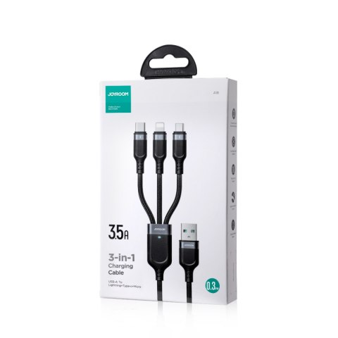 3w1 Kabel przewód USB Multi-Use Series do Lightning USB-C micro USB 30cm czarny JOYROOM