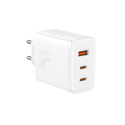 Ładowarka sieciowa GaN Cube Pro 65W 2x USB-C USB-A biała BASEUS