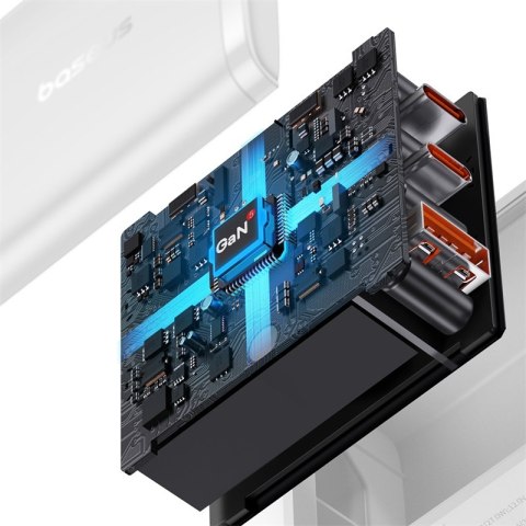 Ładowarka sieciowa GaN Cube Pro 65W 2x USB-C USB-A biała BASEUS