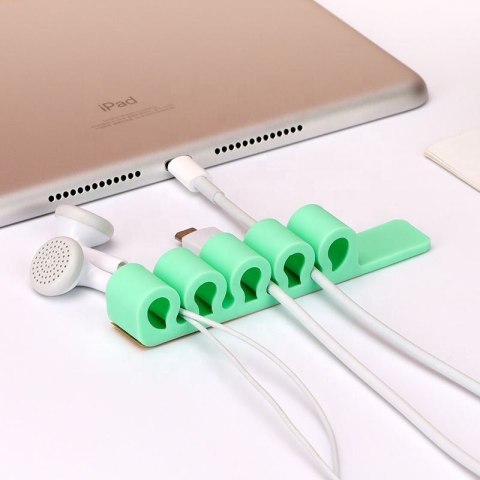 Silikonowy organizer biurowy do kabli przewodów długopisów różowy HURTEL