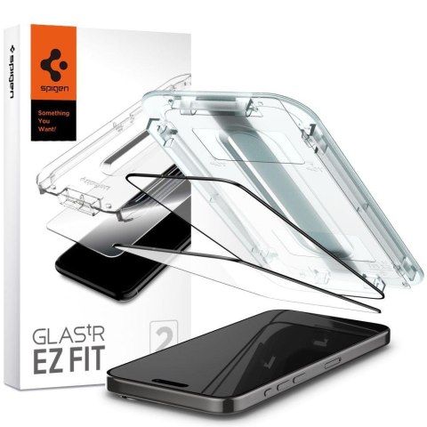 Szkło hartowane Glas.tR EZ Fit FC na iPhone 15 Pro Max czarne - ZESTAW 2 szt. SPIGEN