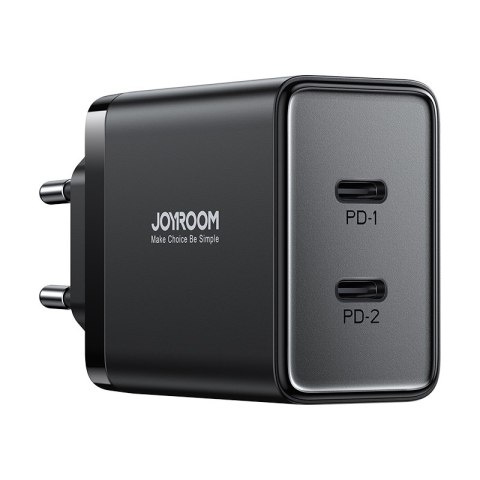 Szybka ładowarka sieciowa 40W 2x USB-C QC PD czarna JOYROOM