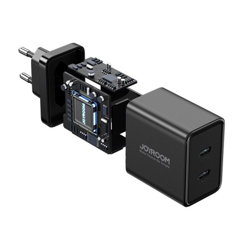 Szybka ładowarka sieciowa 40W 2x USB-C QC PD czarna JOYROOM