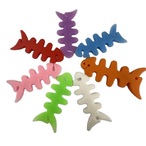 Zwijacz organizer kabla słuchawek w kształcie ryby zielony HURTEL