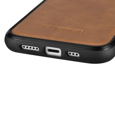 Etui pokryte naturalną skórą do iPhone 14 Pro Max Leather Oil Wax jasny brąz ICARER