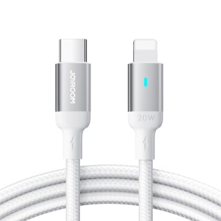 Kabel przewód USB-C - Lightning ze wskaźnikiem LED 20W A10 Series 1.2 m biały JOYROOM