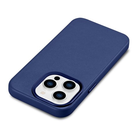 Pokrowiec etui z naturalnej skóry do iPhone 14 Pro Max MagSafe Case Leather jasno niebieski ICARER