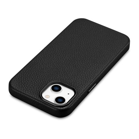 Skórzane etui iPhone 14 Plus magnetyczne z MagSafe Litchi Premium Leather Case czarny ICARER