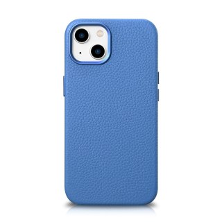 Skórzane etui iPhone 14 Plus magnetyczne z MagSafe Litchi Premium Leather Case niebieski ICARER