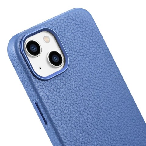 Skórzane etui iPhone 14 Plus magnetyczne z MagSafe Litchi Premium Leather Case niebieski ICARER