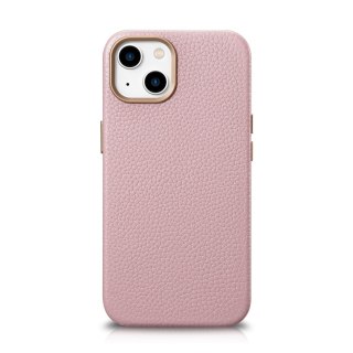 Skórzane etui iPhone 14 Plus magnetyczne z MagSafe Litchi Premium Leather Case różowy ICARER