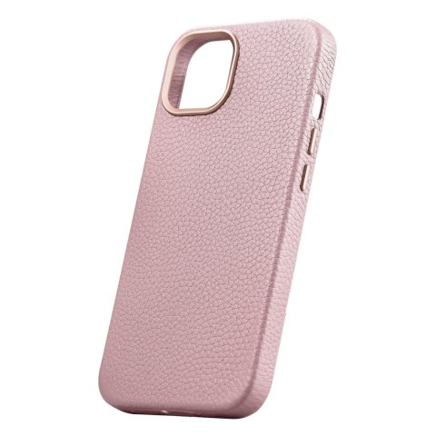 Skórzane etui iPhone 14 Plus magnetyczne z MagSafe Litchi Premium Leather Case różowy ICARER