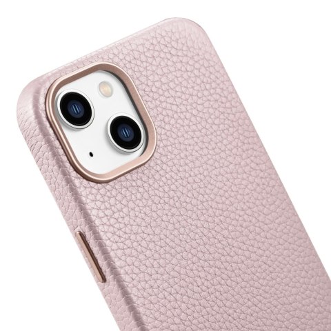 Skórzane etui iPhone 14 Plus magnetyczne z MagSafe Litchi Premium Leather Case różowy ICARER