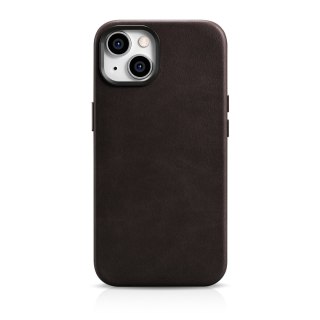 Skórzane etui iPhone 14 Plus magnetyczne z MagSafe Oil Wax Premium Leather Case ciemny brąz ICARER