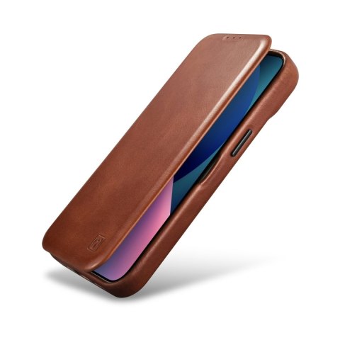 Skórzane etui iPhone 14 Plus z klapką magnetyczne MagSafe CE Oil Wax Premium Leather brązowy ICARER