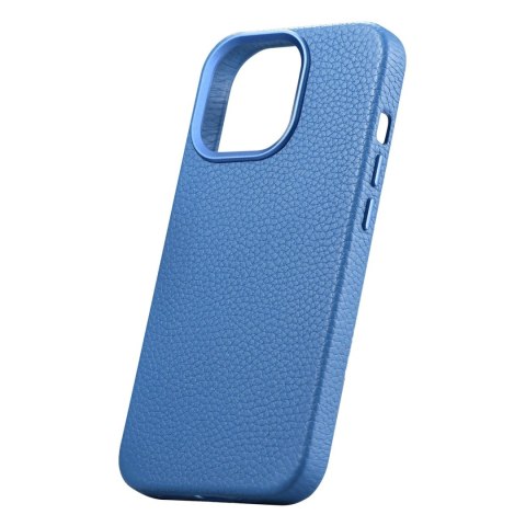 Skórzane etui iPhone 14 Pro Max magnetyczne z MagSafe Litchi Premium Leather Case niebieski ICARER