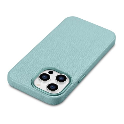 Skórzane etui iPhone 14 Pro Max magnetyczne z MagSafe Litchi Premium Leather Case zielony ICARER