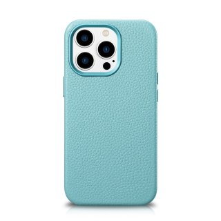 Skórzane etui iPhone 14 Pro magnetyczne z MagSafe Litchi Premium Leather Case zielony ICARER