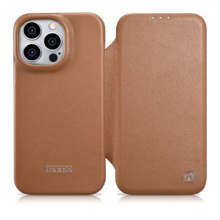 Skórzane etui iPhone 14 Pro z klapką magnetyczne MagSafe CE Premium Leather jasny brąz ICARER