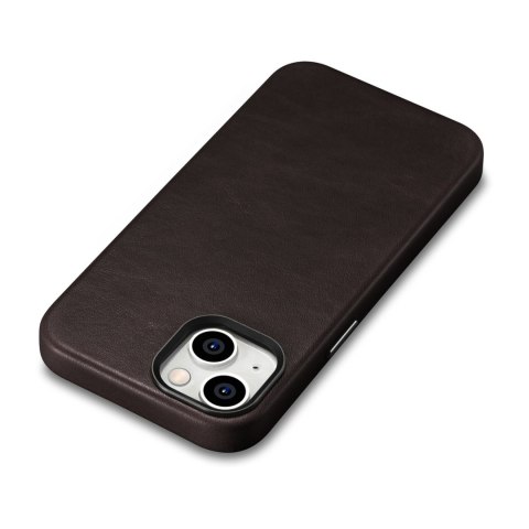 Skórzane etui iPhone 14 magnetyczne z MagSafe Oil Wax Premium Leather Case ciemny brąz ICARER