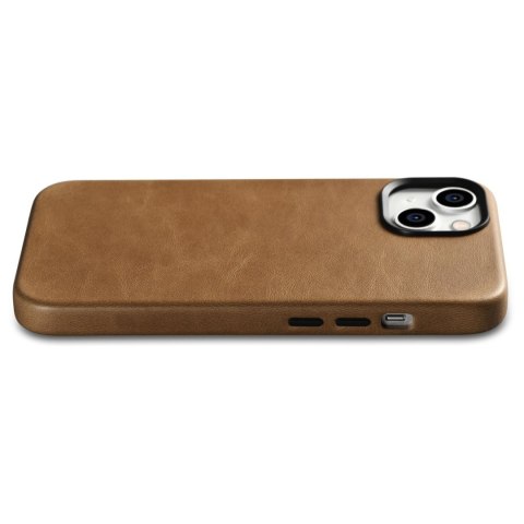 Skórzane etui iPhone 14 magnetyczne z MagSafe Oil Wax Premium Leather Case jasny brąz ICARER