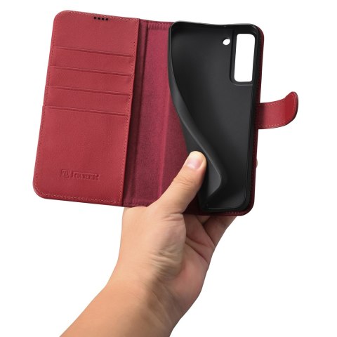 Skórzane etui portfel do Galaxy S22+ Leather Wallet Case bordowy ICARER