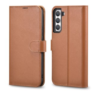 Skórzane etui portfel do Galaxy S22+ Leather Wallet Case brązowy ICARER