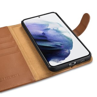 Skórzane etui portfel do Galaxy S22+ Leather Wallet Case brązowy ICARER