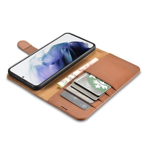 Skórzane etui portfel do Galaxy S22+ Leather Wallet Case brązowy ICARER