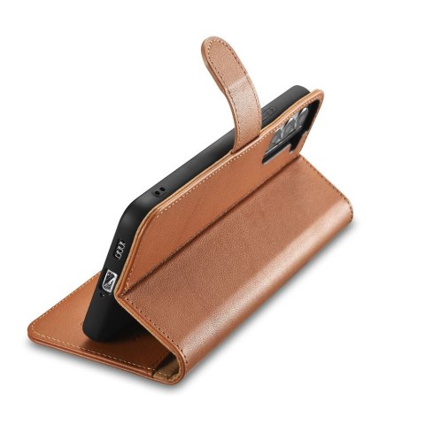 Skórzane etui portfel do Galaxy S22+ Leather Wallet Case brązowy ICARER