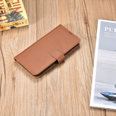 Skórzane etui portfel do Galaxy S22+ Leather Wallet Case brązowy ICARER